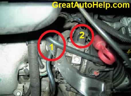 Location of PVC valve and common areas of vacuum leaks on the 3.4L DOHC engine.